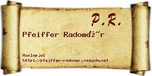 Pfeiffer Radomér névjegykártya
